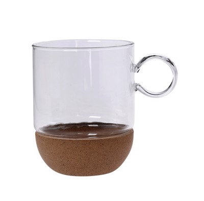 Cryspo Trio Γυάλινη Κούπα Διάφανη 'Cork Mug' 310ml με Βάση από Φελλό 1001125
